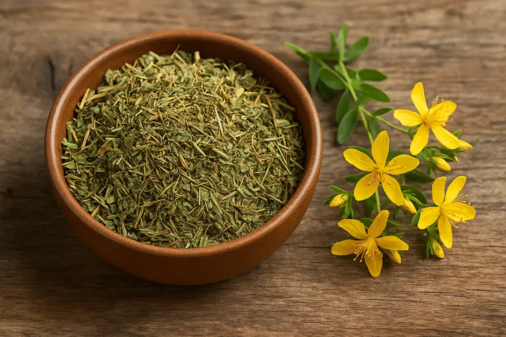 Visualizes the herb in both practical and fresh form, ideal for grounding the concept in something tangible